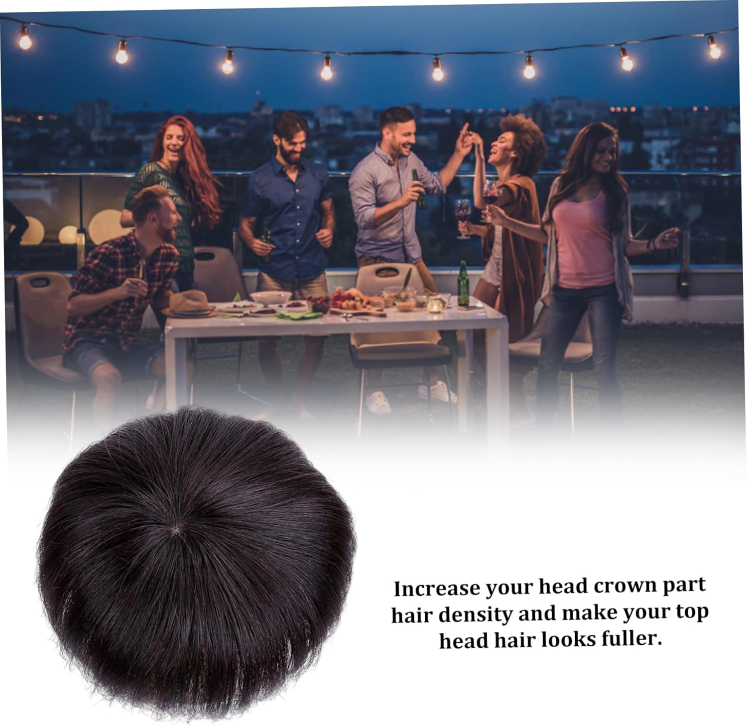 Short Hair Wigs, Human Hair Topper Thinning Hair Topper Clip in Hairpieces 20Cm Dark Brown Hair Extensions for Women image number 2