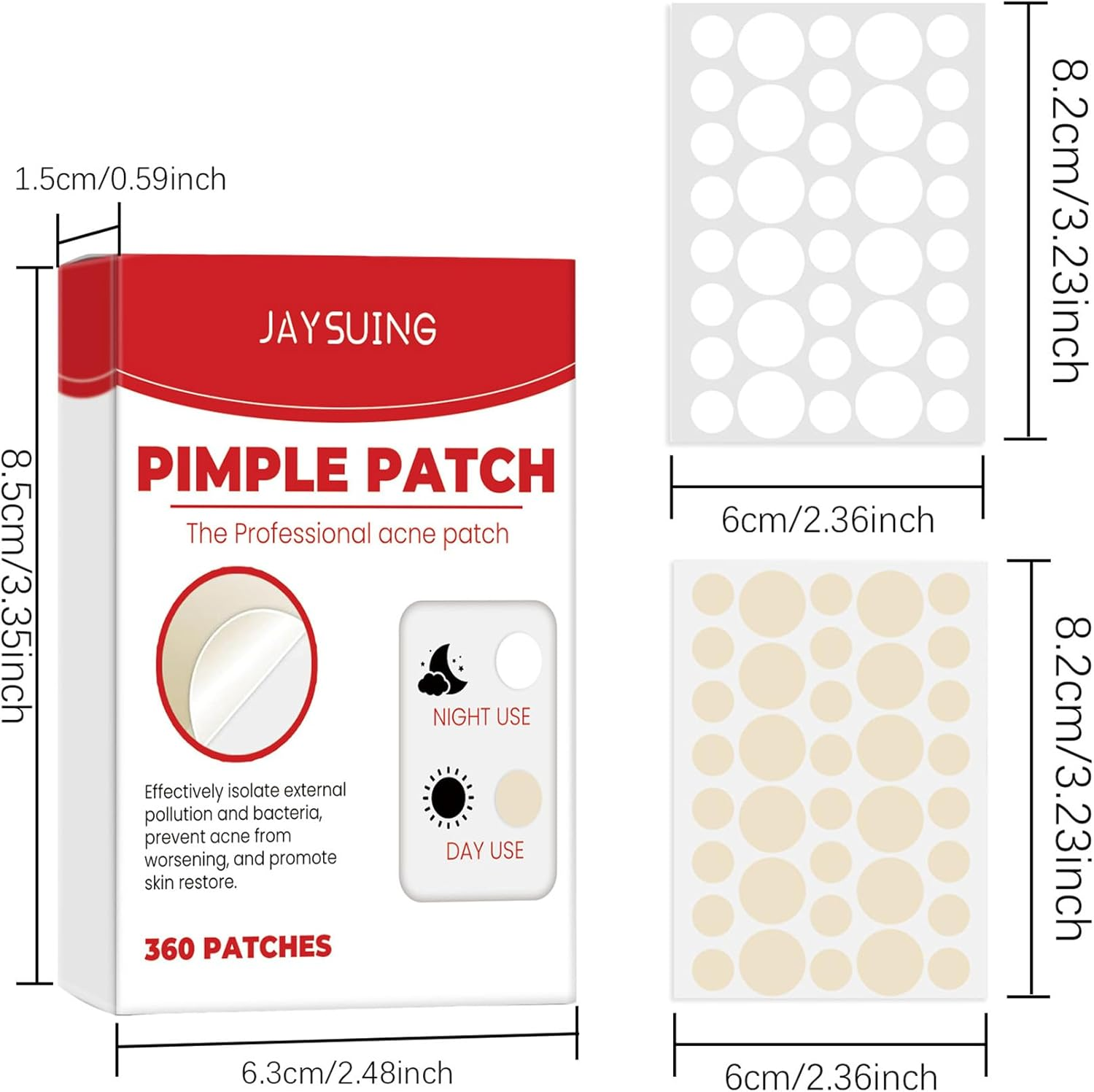 Acne Pimple Patch &ndash; 360Pcs Hydrocolloid Spot Stickers for Face, Invisible & Waterproof, Suitable for All Skin Types image number 5