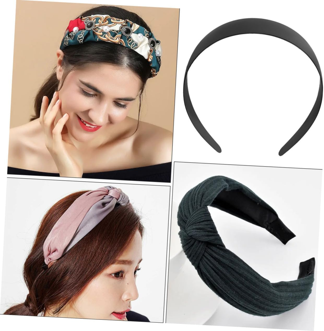 PACKOVE 10Pcs Wide Plastic Headband for Women Girls Plain Solid Hair Accessories for Spa, Makeup and Craft Projects - Black image number 4