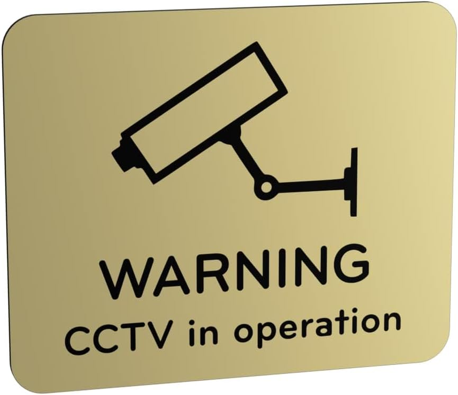 Warning CCTV in Operation Sign - Notice for Indoor or Outdoor Use, Waterproof, with Adhesive Back. Choice of Colours. Clear, Easy to Read Text. Display Warning Notice. (GOLD) image number 1