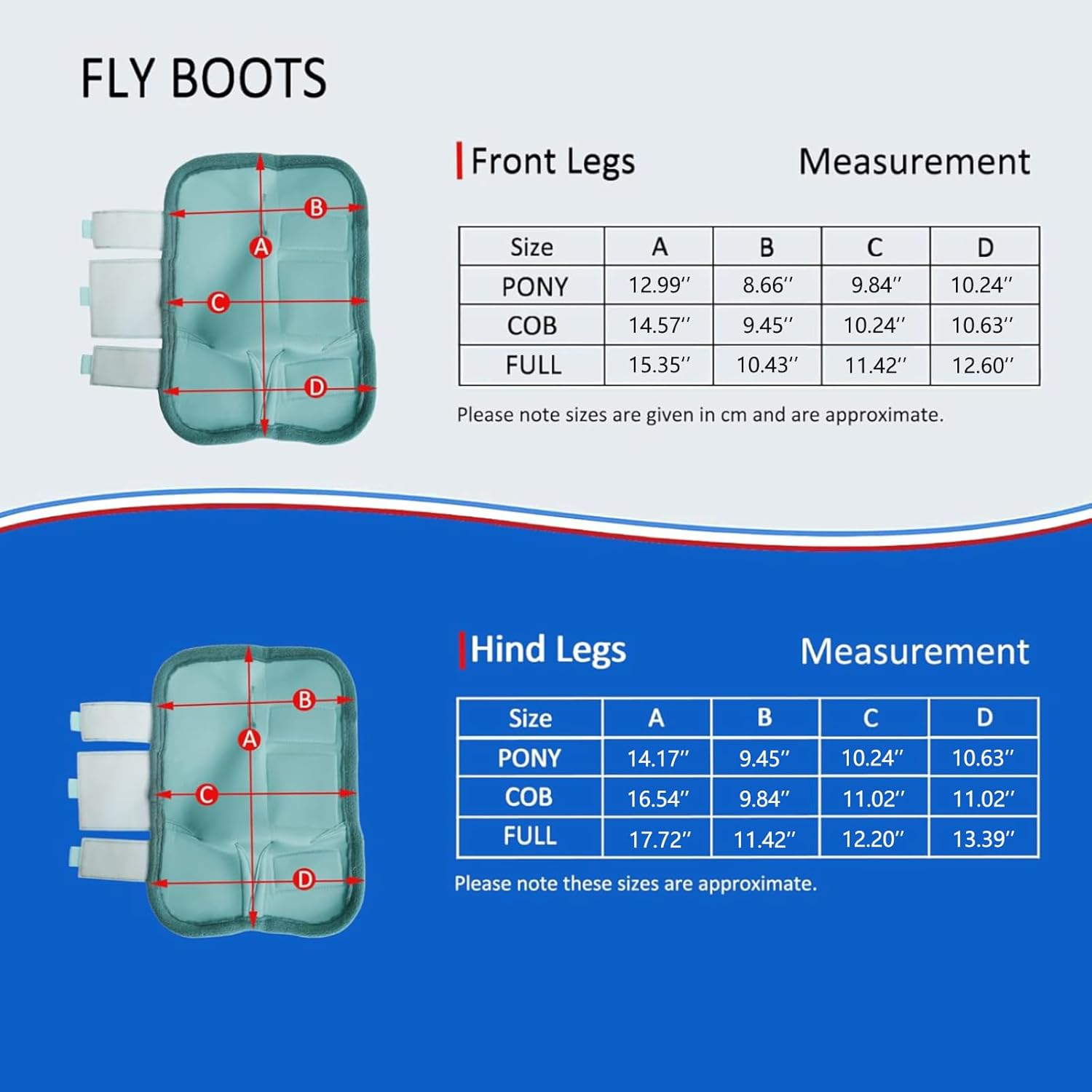 Fly Boots for Horses Set of 4, Breathable Comfy Mesh Horse Leggings Reduce Stomping, Hoof Stress, and Leg Fatigue Skyblue Pony image number 2