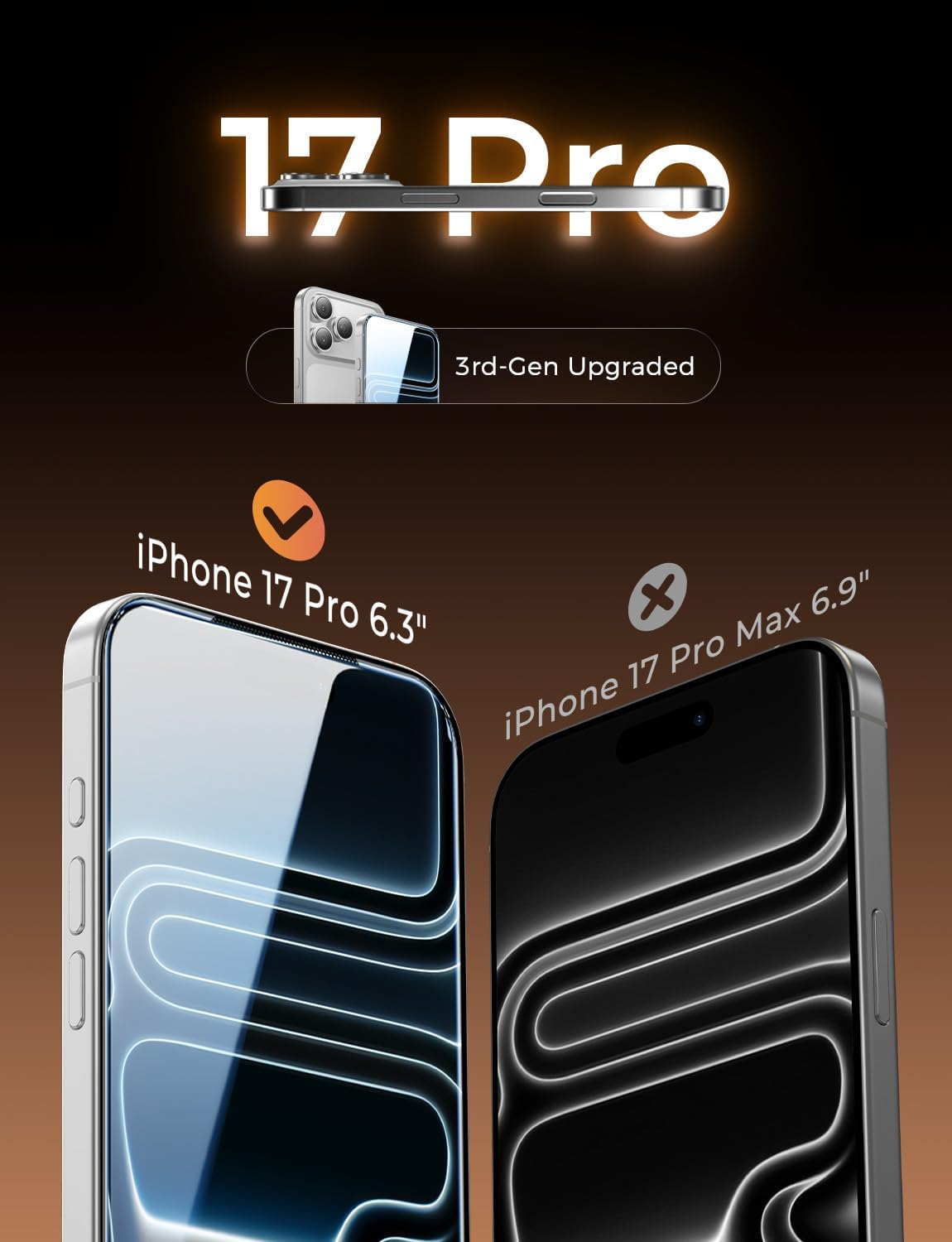 MAGIC JOHN 3Rd Gen Upgraded 2 Pack for Iphone 17 Pro Screen Protector 6.3 Inch, HD Clear, Shatterproof Tempered Film, Auto Dust-Elimination, Bubble Free, Easy Installation image number 4