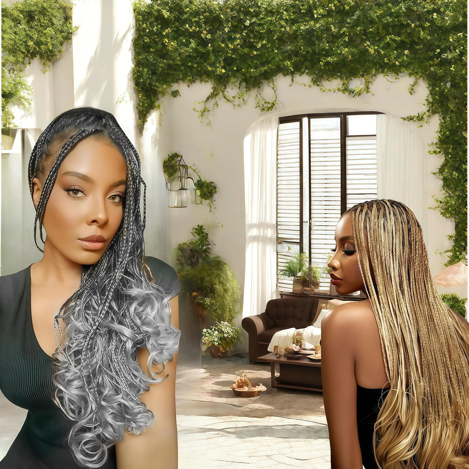 French Curl Braiding Hair 24 Inch Pre Stretched Loose Wave Bouncy Braiding Hair 6 Packs Spanish Curl Braiding Hair Extensions(Tgray) image number 6