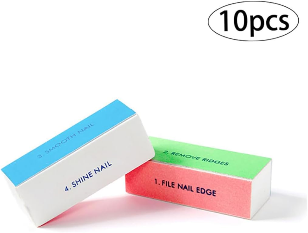 10PCS Professional Manicure Tools Kit 4 Way Nail Buffer Block Nail Buffing Sanding Files Nail Art Supplies Nail Buffer Block Sanding Block for Professional Salon or Home Use