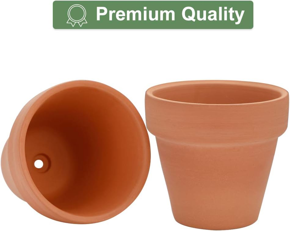32Pcs Small Mini 2" Terracotta Pot Clay Ceramic Pottery Planter, Cactus Flower Nursery Terra Cotta Pots, with Drainage Hole, for Indoor/Outdoor Succulent Plants, Crafts, Wedding Favor image number 4