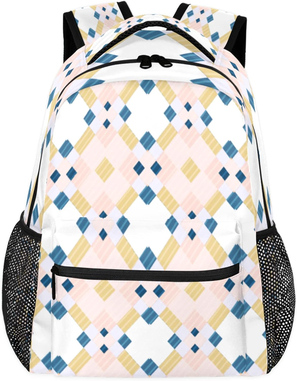 Tropicallife Artistic Abstract Square Backpack Lightweight Waterproof Travel Rucksackart Grid Stylish Backpack for Man Women image number 1