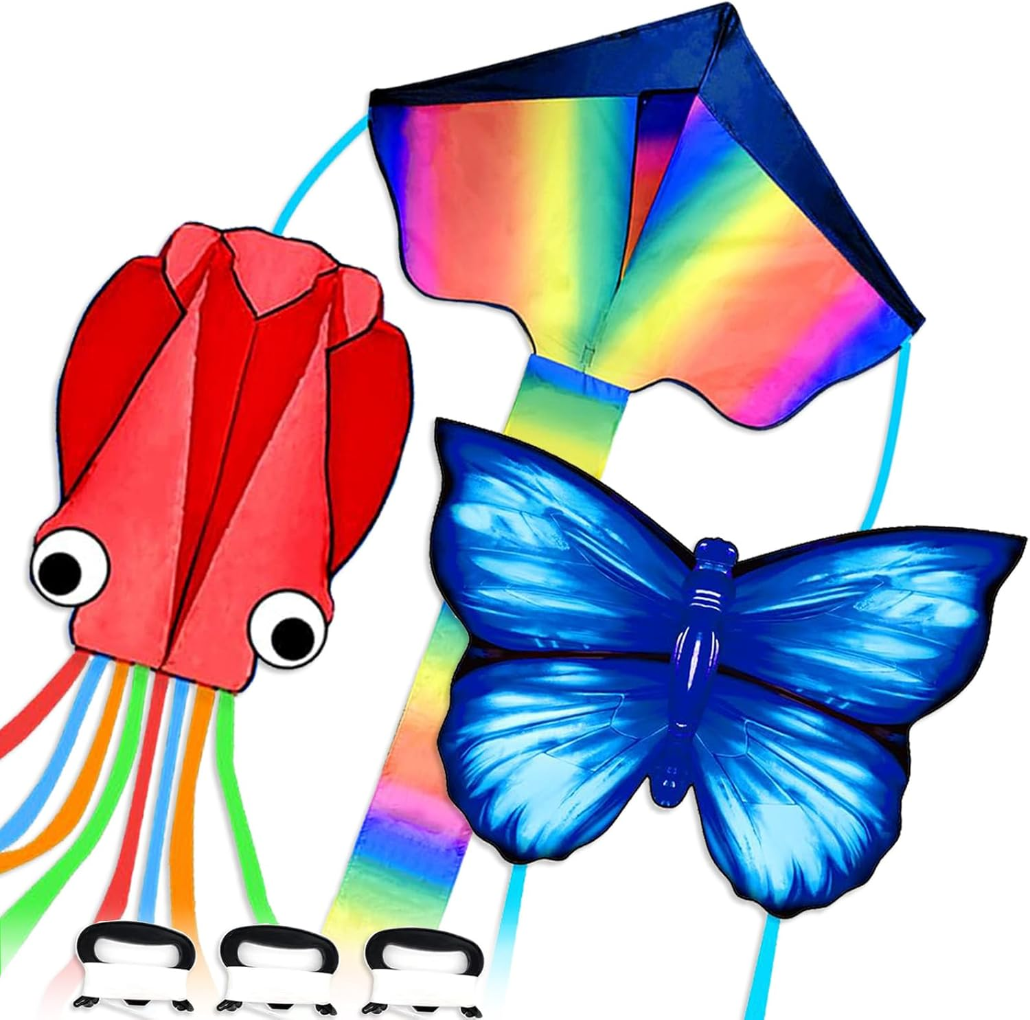 Simxkai Rainbow Delta Kite Butterfly Kite Octopus Kite Pocket Kite for Kids Adults Easy to Fly (2/3/4 Pack) image number 1