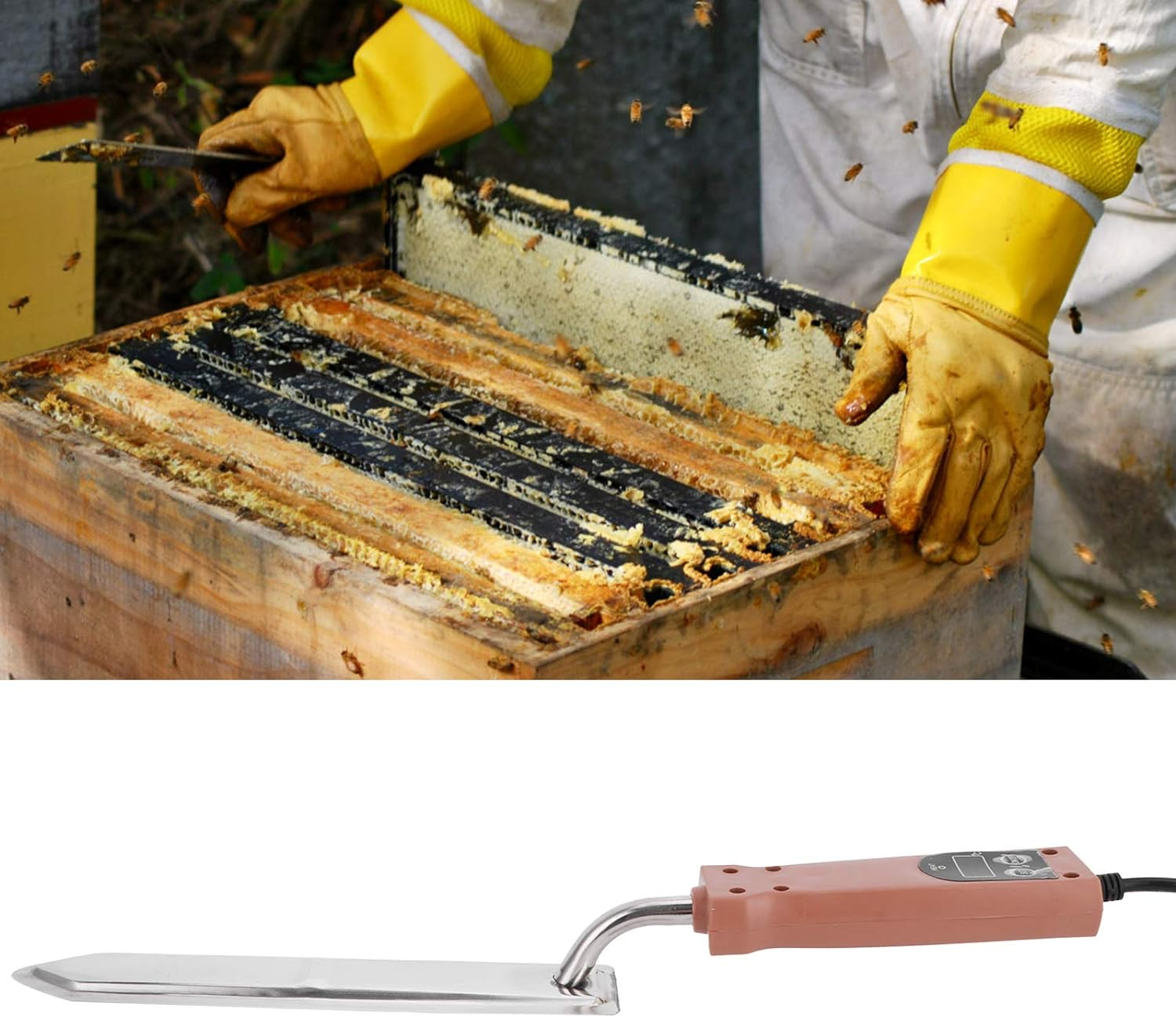 Electric Heating Honey Scraper, 50-180℃ Temperature Control Honey Uncapping Hot Knife with Memory Function Beekeeping Stainless Steel Tools Extractor Equipment Beekeeping Tools image number 5