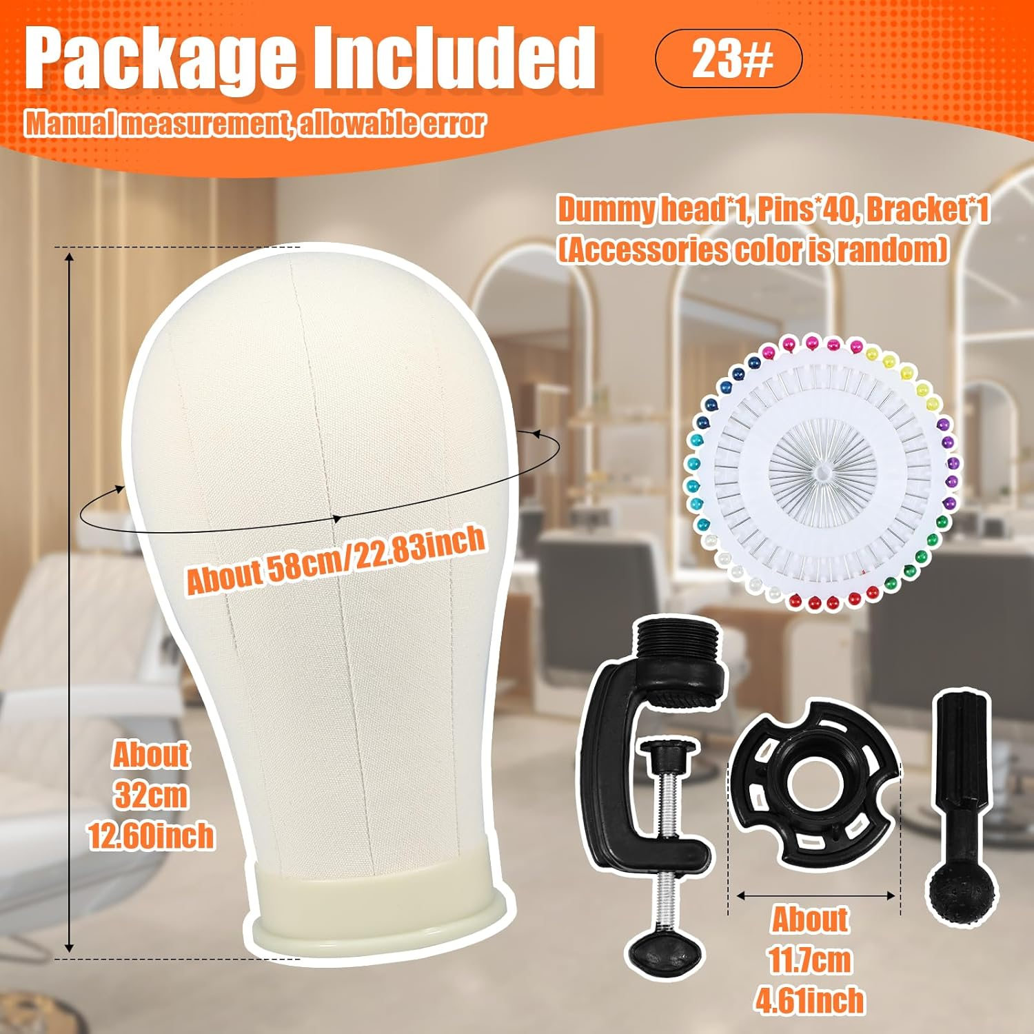 Enduring Head Wig for Styling, Canvas Block Wig Head, Mannequin Head for Wigs, Easy to Stall Wig Styling Stand, Wig Head Stand for Display Styling Wigs Making Kit (23In) image number 5