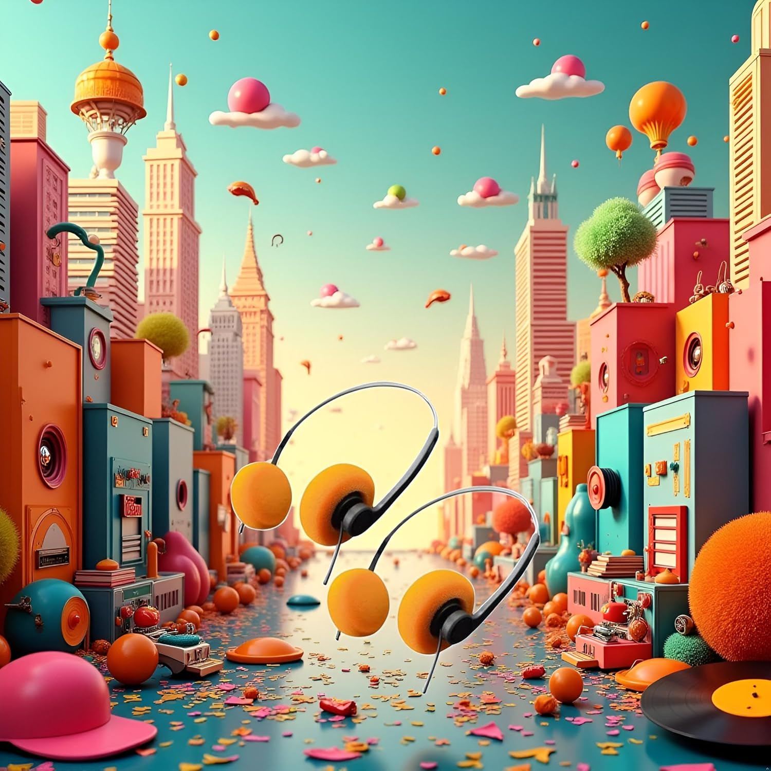 2Pcs Orange Retro Over-Ear Headphones,Wired Stereo Headphones,Headphone,Lightweight Portable Headphone with Adjustable Headband,Electronics image number 2