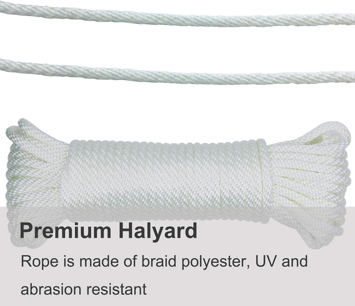 Huouo 1/4" Flagpole Rope - Solid Braid Polyester Flag Halyard Line Designed for Flag Pole (50 Feet) image number 3