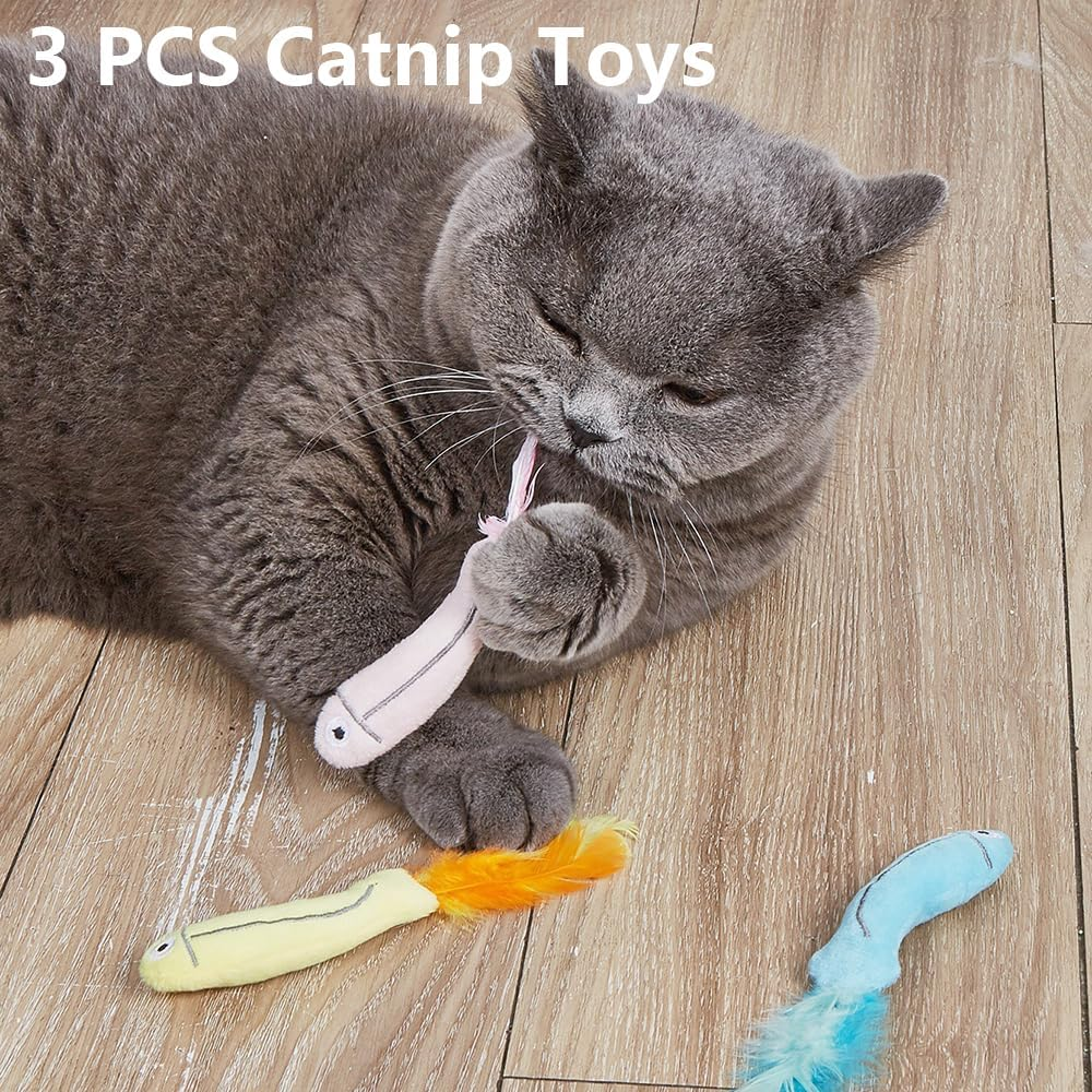 Catnip Cat Toys 3 Pack Cat Fish Toys, Plush Cat Chew Toys Teething Interactive Catnip Filled Kitten Toy Soft Pet Toy for Indoor Cats Kitten Chew and Exercise image number 5