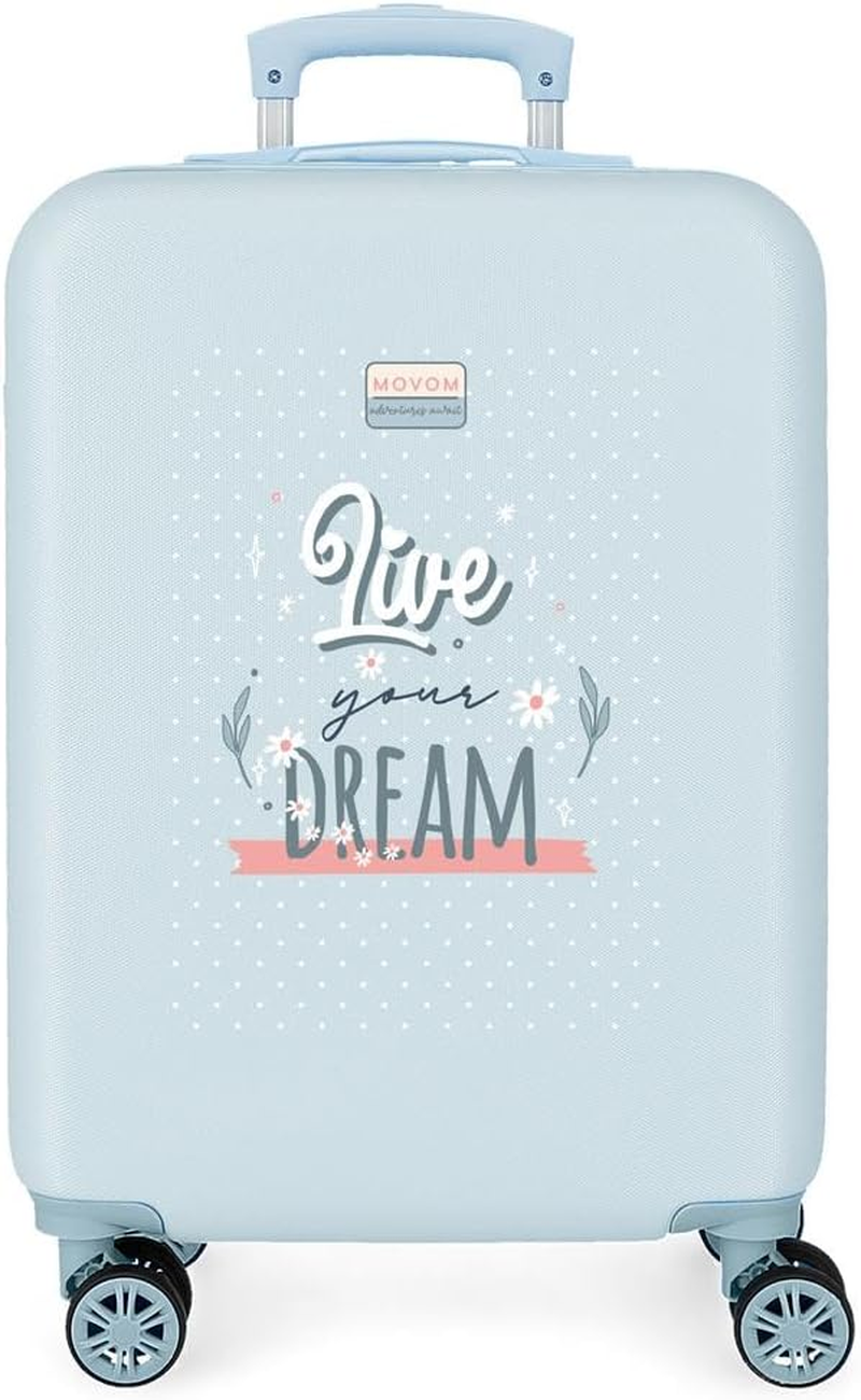 MOVOM Live Your Dreams Cabin Suitcase Blue 38 X 55 X 20 Cm Hard ABS Combination Lock Side 35L 2 Kg 4 Double Wheels Luggage Hand Luggage image number 4
