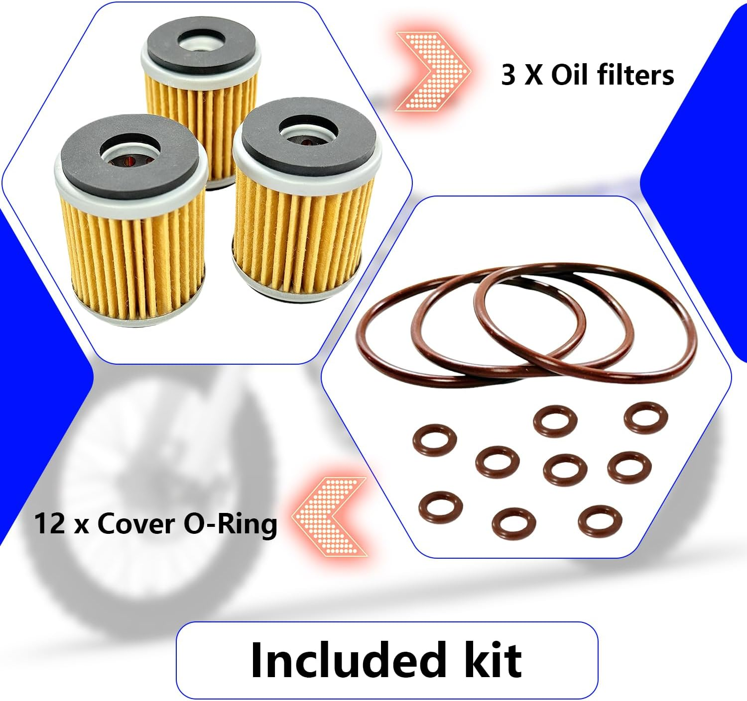 BIGLKNM 3 Packs Oil Filter with O-Ring 5D3-13440-09-00 for Yamaha YFZ450 YZ250F YZ426F WR250F WR450F WR426F 5D3-13440-02-00 ATV Oil Filter image number 4