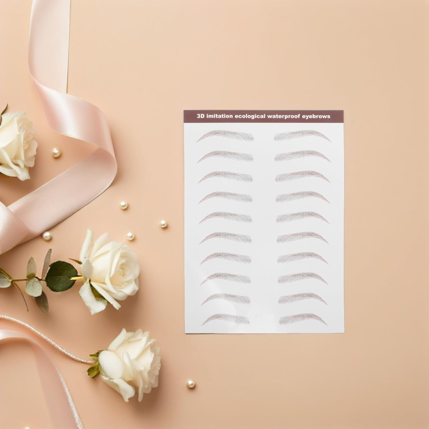 Gogogmee 3 Sheets Waterproof 3D False Eyebrows Stickers Self-Adhesive Hair-Like Eyebrow Transfers for Women Temporary Grooming Decals Brown - Light Brown image number 4