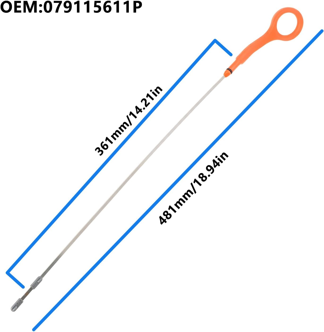 Oil Dipstick Steel Replacement OE 079115611P Compatible with Touareg 4.2 V8 Compatible with Audi A6 A8 Q7 2006-2011 image number 4