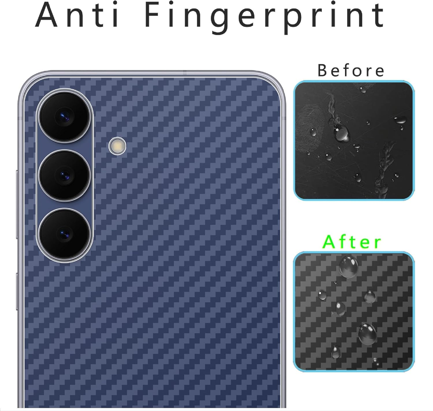 GIOPUEY Back Film Compatible with Samsung Galaxy S25 FE, [Pack of 4] 0.1 Mm Ultra Thin Carbon Pattern Back Film, Scratch-Resistant, Anti-Fingerprint, Non-Slip image number 4