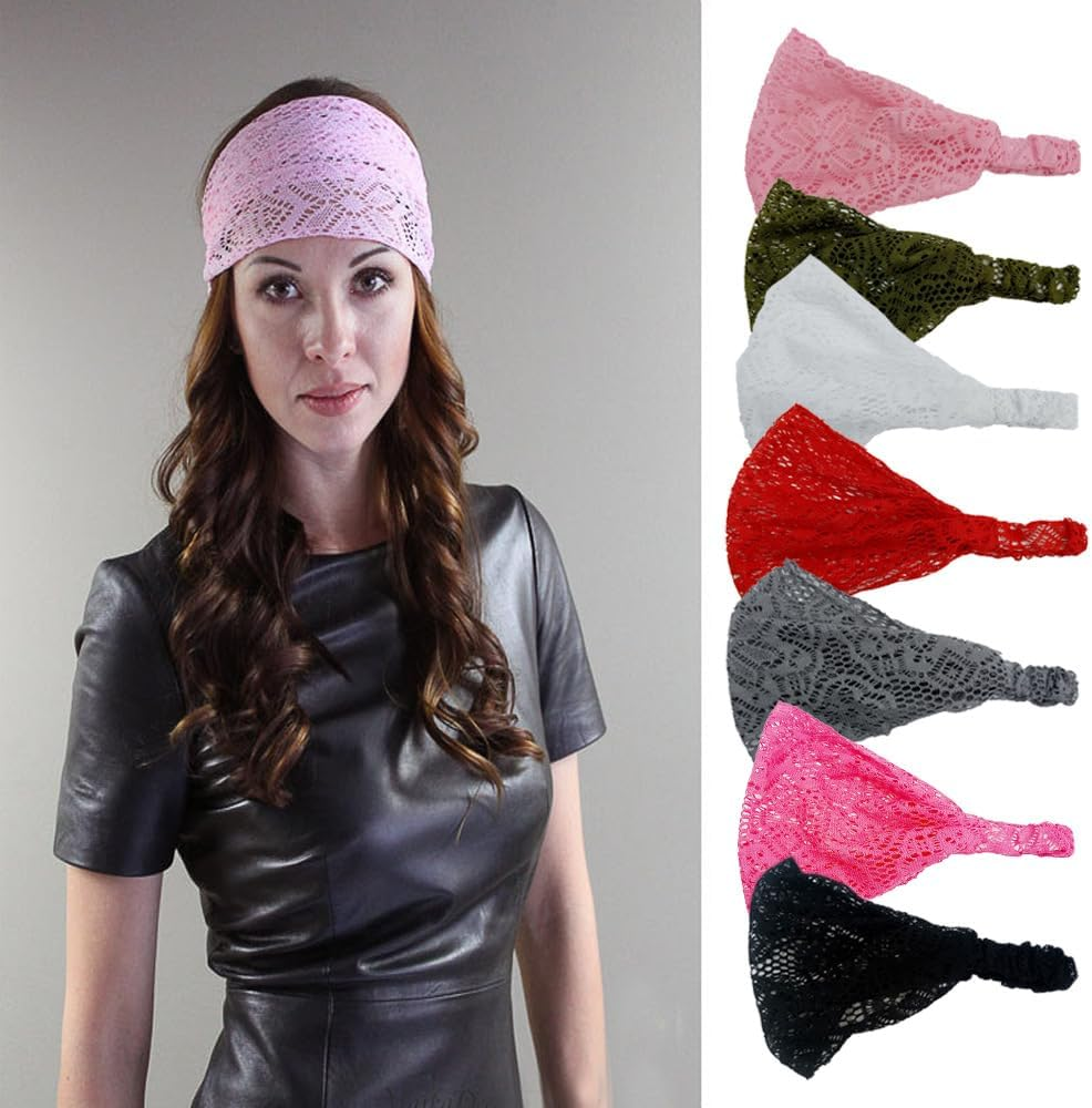 1 X Lace Headband for Women, Wide Hair Bands, Elastic Headwrap, Vintage Headbands, Fashionable Headbands, Hair Band Accessories, Hair Accessories for Party, Birthday, Decoration, White image number 1