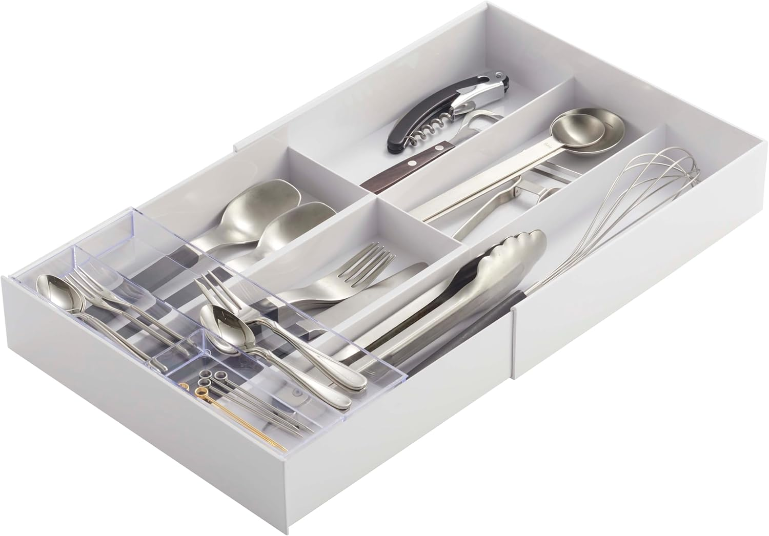 TOWER EXTENDABLE CUTLERY TRAY with SLIDE WH, Bianco