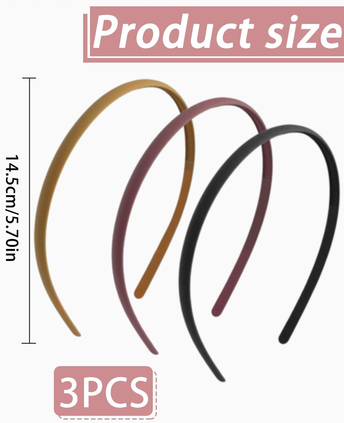 JUKOTA Pack of 3 No Headache Headbands, Flex Headband without Pressure, Headband for Glasses Wearers, Sunglasses Headbands, Thin Headband Women, Non-Slip with Teeth, Matte Finish image number 5