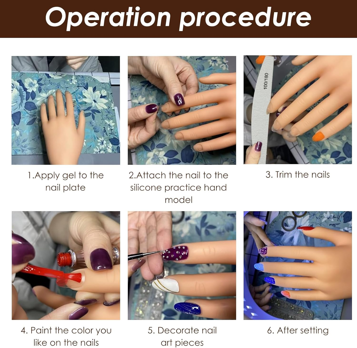 Nail Practice Hand with Clamp Holder Bendable Nail Training Hand Portable Manicure Practice Kit Practical Manicure Training Kit Fit for Manicurist Home(1Set) image number 2