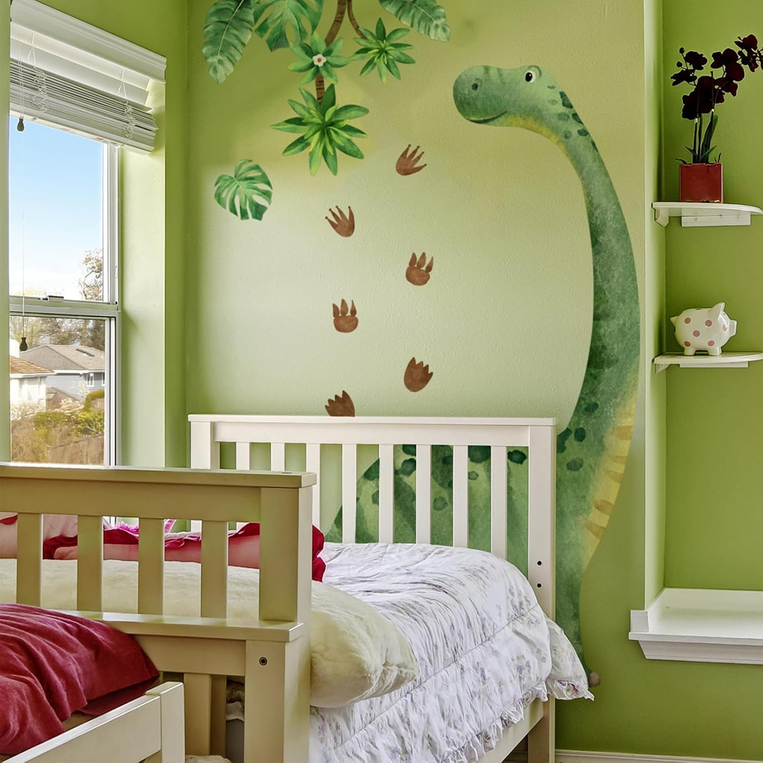 Large Dinosaur Wall Decals Watercolor Dino Footprint Neutral Wall Stickers Baby Toddler Kids Room Wall Decor Murals for Nursery Daycare Classroom Decoration image number 6