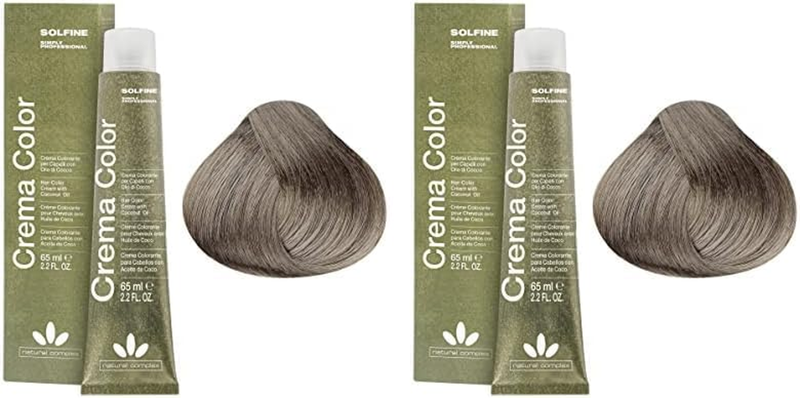 Solfine Crema Color Permanent Hair Color 65 Ml, 8C Light Ash Blonde (Pack of 2)