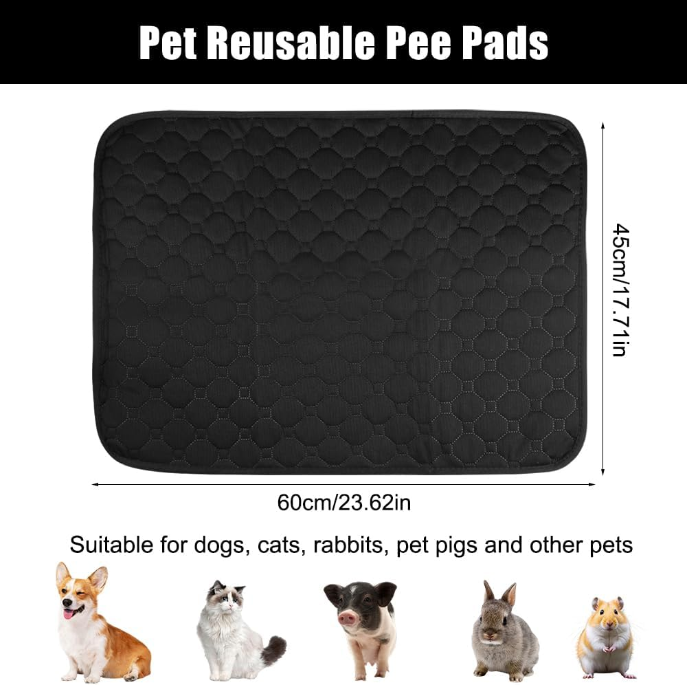 Reusable Dog Training Pads, Washable Pet Urine Mat, Pad for Dogs, Washable, Washable Pee Pads, Super Absorbent, Waterproof, Non-Slip, for Car, Sofa and Floor (60 X 45 Cm, Black) image number 3