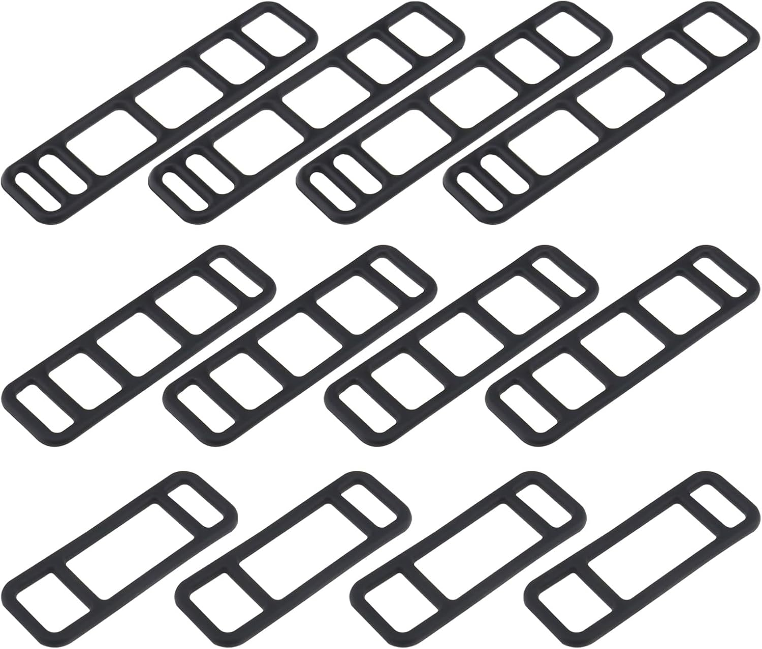 LT Easiyl 12Pcs Bicycle Black Stretchable Silicone Strap Bike Fixed Silicone Strap for Bicycle Headlights Taillights Car Driving Recorders image number 2
