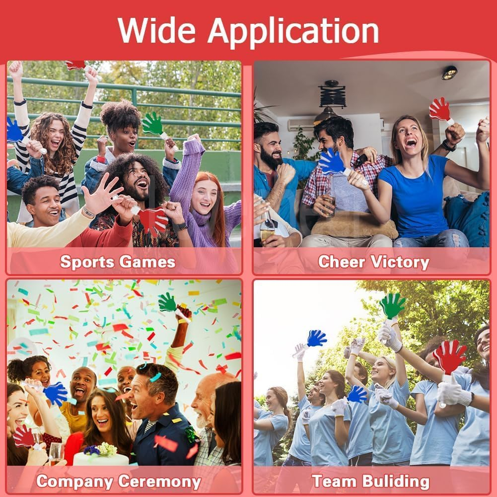 8Pcs Jumbo 7.5 Inch Hand Clappers Noise Makers Giant Large Plastic Noisemakers for Sporting Event Ball Dance Fiesta Birthday Game Accessories Party Supplies (Red) - Green image number 6