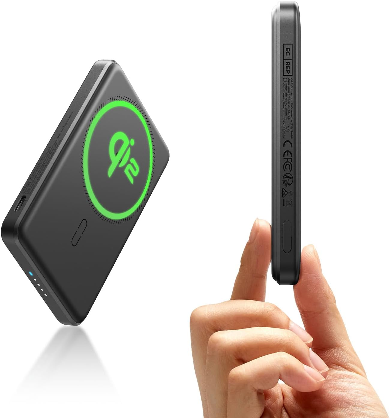 ESR for Magsafe Power Bank, Ultra-Compact 10,000Mah Magsafe Portable Charger, 15W Ultra-Fast Battery Pack, 27W USB-C Magslim Charger with Cable for Iphone 17/16/15/14/13/12, Black