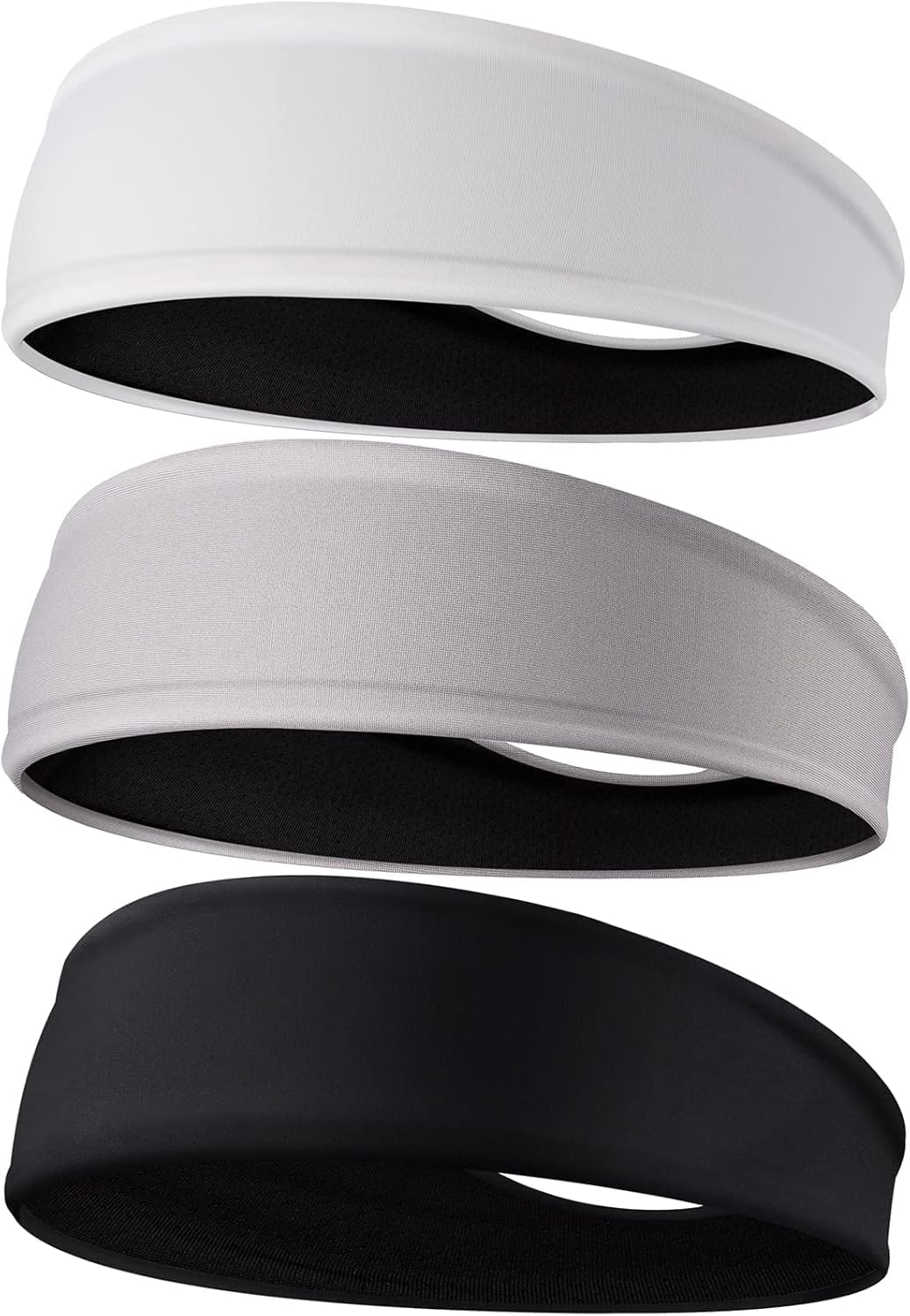 Men'S Headbands, 3-Pack Head Band for Men, Sport Sweatbands for Running Fitness Yoga Cycling, Sweat Wicking Non Slip (Gray/Green+Gray+Black)