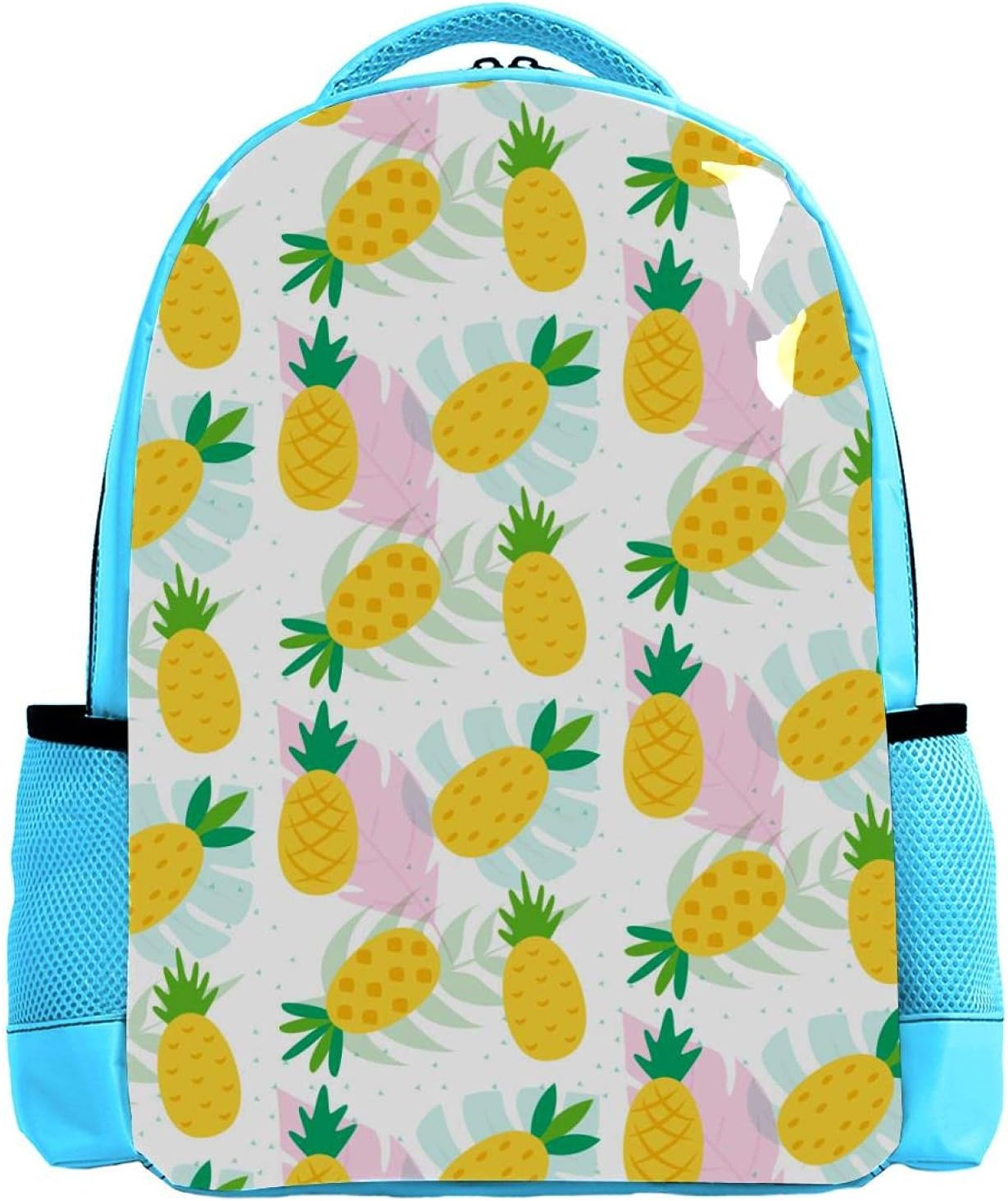 Blue Backpack Boy Bookbags Rucksack Men Travel Handbag Daypack Summer Pineapple Pink Leaves