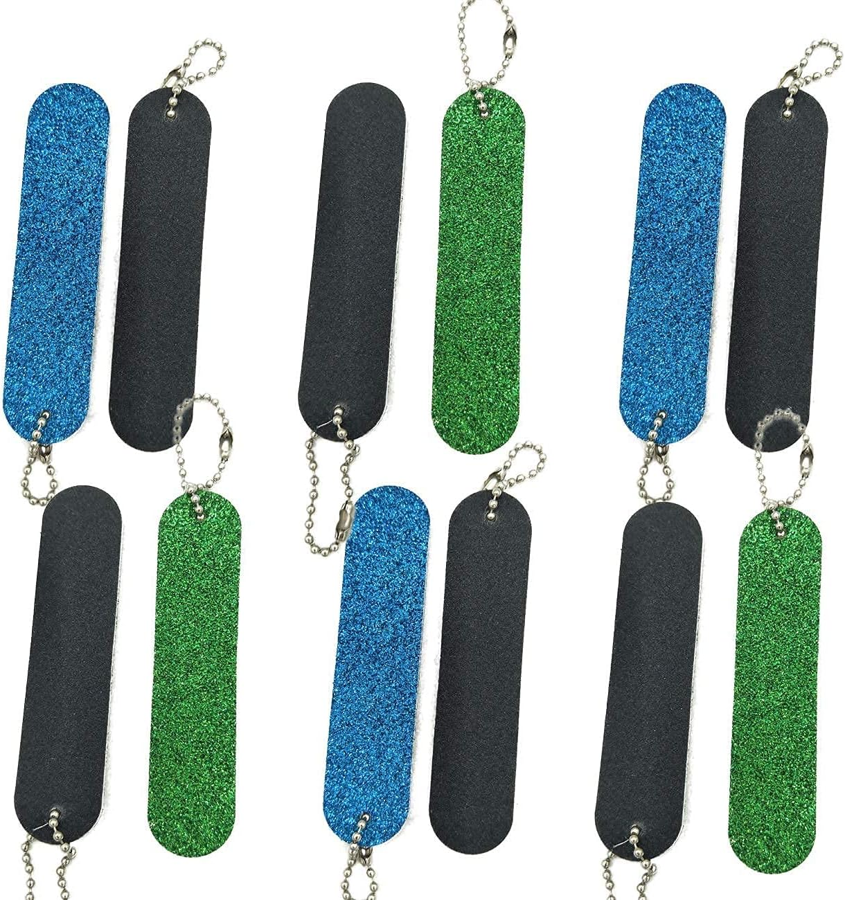 VOSAIDI 10 Pcs Professional Nail Files Nail Tool Shining Blue and Green Mini Nail Colorful Files with Chain Double Sided Emery Board 180 Grit image number 6