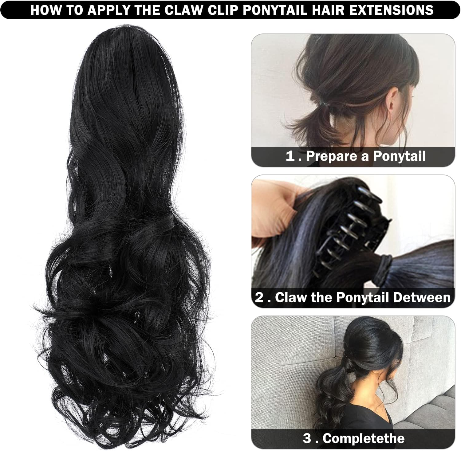Claw Clip Ponytail Extension 18" Clip in Wavy Ponytail Hair Extensions Long Pony Tails for Women Extensions Light Chestnut Brown Wave Hairpiece(Light Brown) image number 2