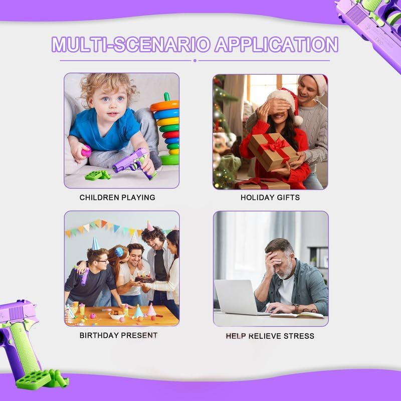 1911 3D Printed Toy Pistol,Soft Bullet Toy Gun for Boys,9Inch,Stress-Relieving Toys for People with ADHD, Anxiety, and Depression(Purple&Green) image number 4