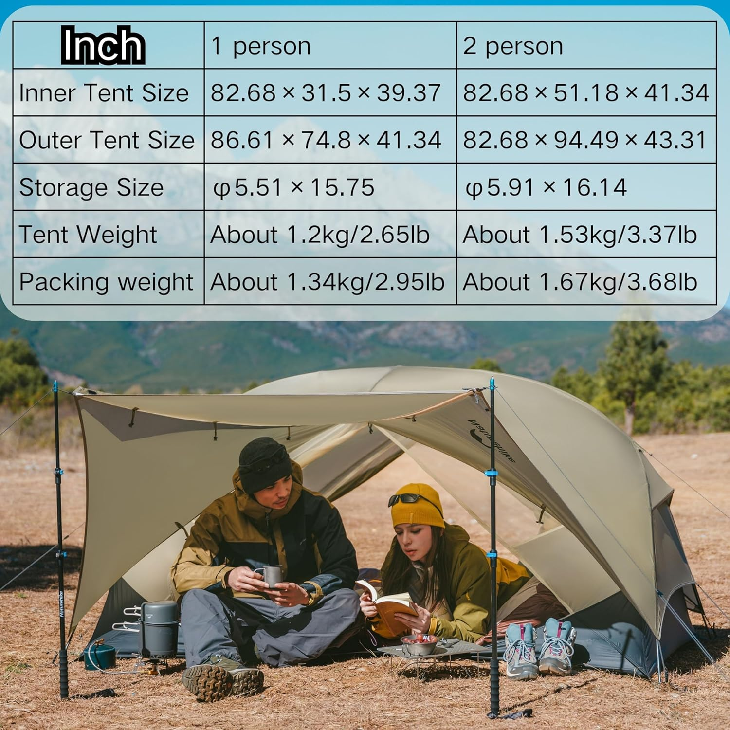 Naturehike Mongar Ul-Zelt [2025 Upgrade] 1,5 Kg, Ultraleichte Zelte, 1/2 Personen, Rucksackzelt, 4 Verwendungsmodi, Wasserdicht, Wanderzelte F&uuml;r Camping Mit Veranda, Einfacher Aufbau image number 4