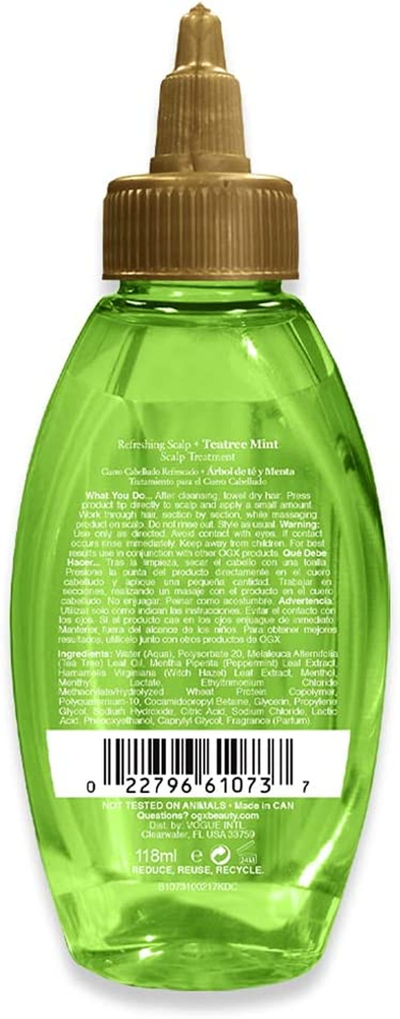 OGX Extra Strength Refreshing + Invigorating Teatree Mint Dry Scalp Treatment with Witch Hazel Astringent to Help Remove Scalp Buildup, Paraben-Free, Sulfate Surfactant-Free, 4 Fl Oz image number 2
