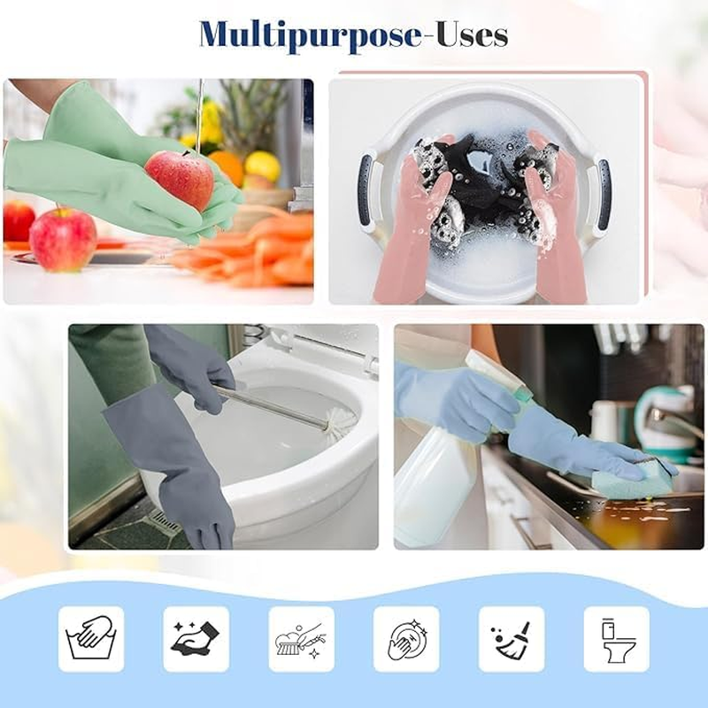 Rubber Cleaning Gloves 6 Pairs Heavy Duty Rubber Gloves Waterproof & Chemical Resistant for Dishwashing, Cleaning, Automotive & More! image number 6