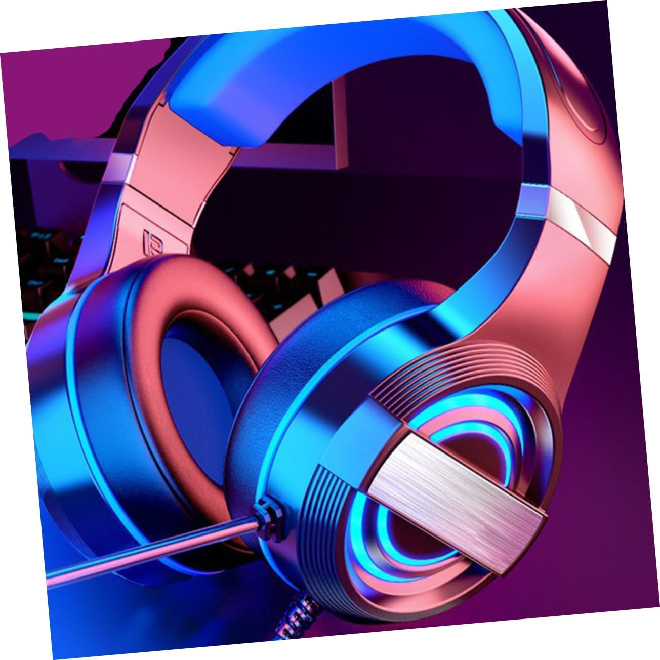 Gaming Headset USB Wired Stereo Pc Headphones with Microphone for Desktop and Home Use, Over-Ear Black Standard Edition for Professional Gamers image number 5