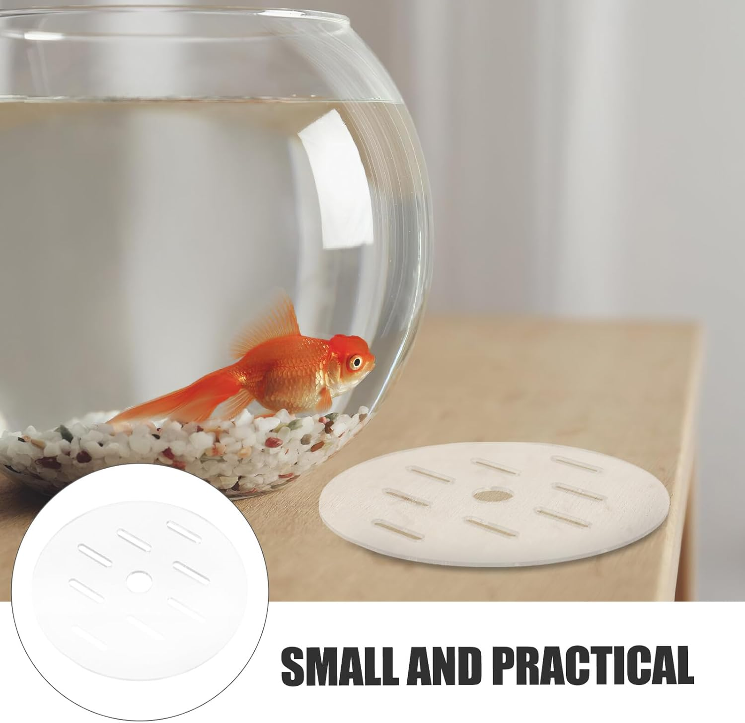 ARTIBETTER round Acrylic Aquarium Lid Transparent Anti-Escaping Fish Tank Cover with Easy Feeding Access Protective Top for Table Fish Tanks and Energetic Aquatic Pets