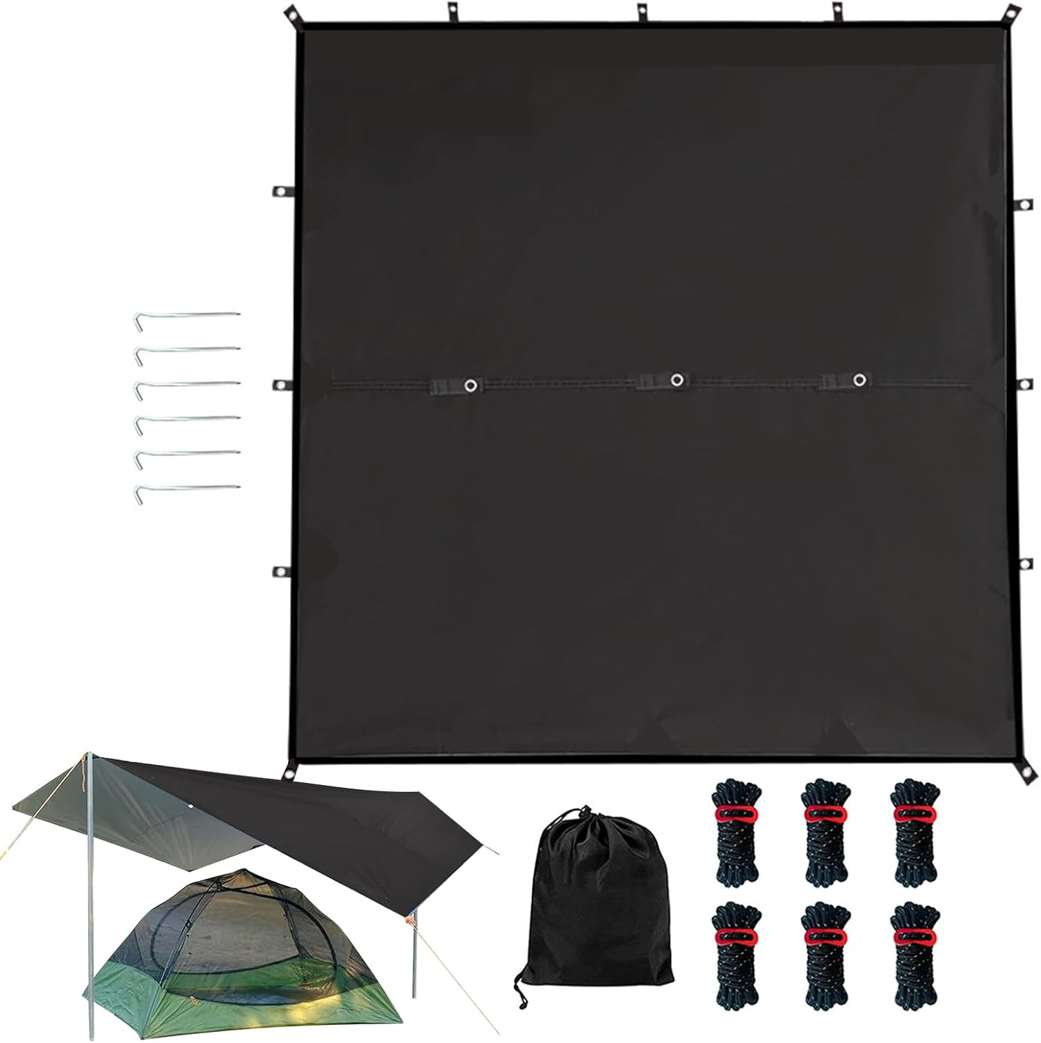 Camping Tarp,Backpacking Tarp - Survival Equipment with Storage Bag Rain Shelter Waterproof Tarpaulin for Hiking Backpacking Lawn Outdoor Park Beach Activities image number 2