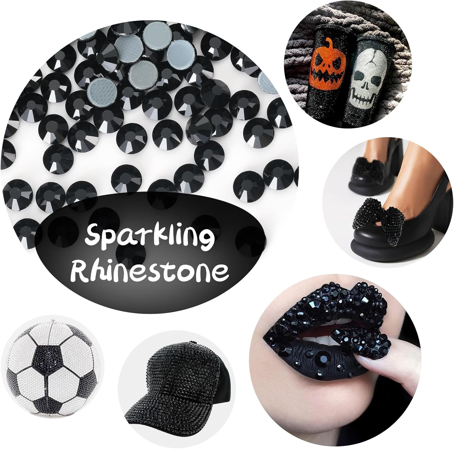 YHMQ DU Hotfix Rhinestones, Bulk, 2000 Crystal Hotfix Rhinestones for Crafts, Clothing, DIY Decoration, Black SS30, 6.4-6.6 Mm image number 5