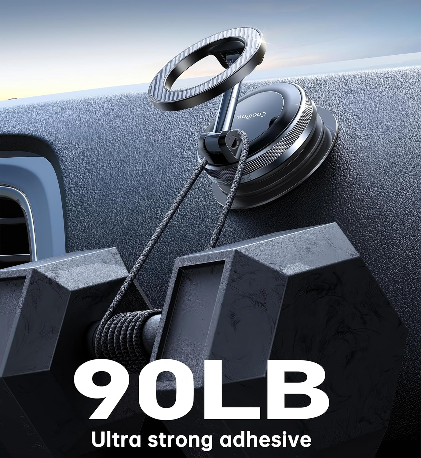 Coolpow for Magsafe Car Mount Vacuum Magnetic Phone Holder for Car Suction Cup Phone Mount, Foldable & Portable Vacuum Magnetic Phone Stand for Iphone 17 Air 16 15 14 13 12 Fit Gym/Bathroom Mirror image number 5