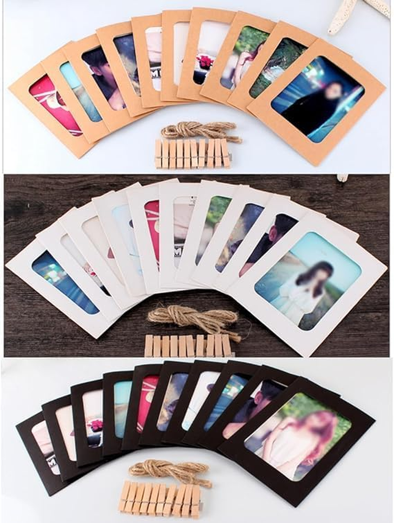30 PCS Paper Picture Frames Holds 4 X 6 Inch Photos Cardboard Picture Frame with Wood Clips and Jute Twine for Home, Office,School Wall Decor Hanging Display (3 Colors) image number 4