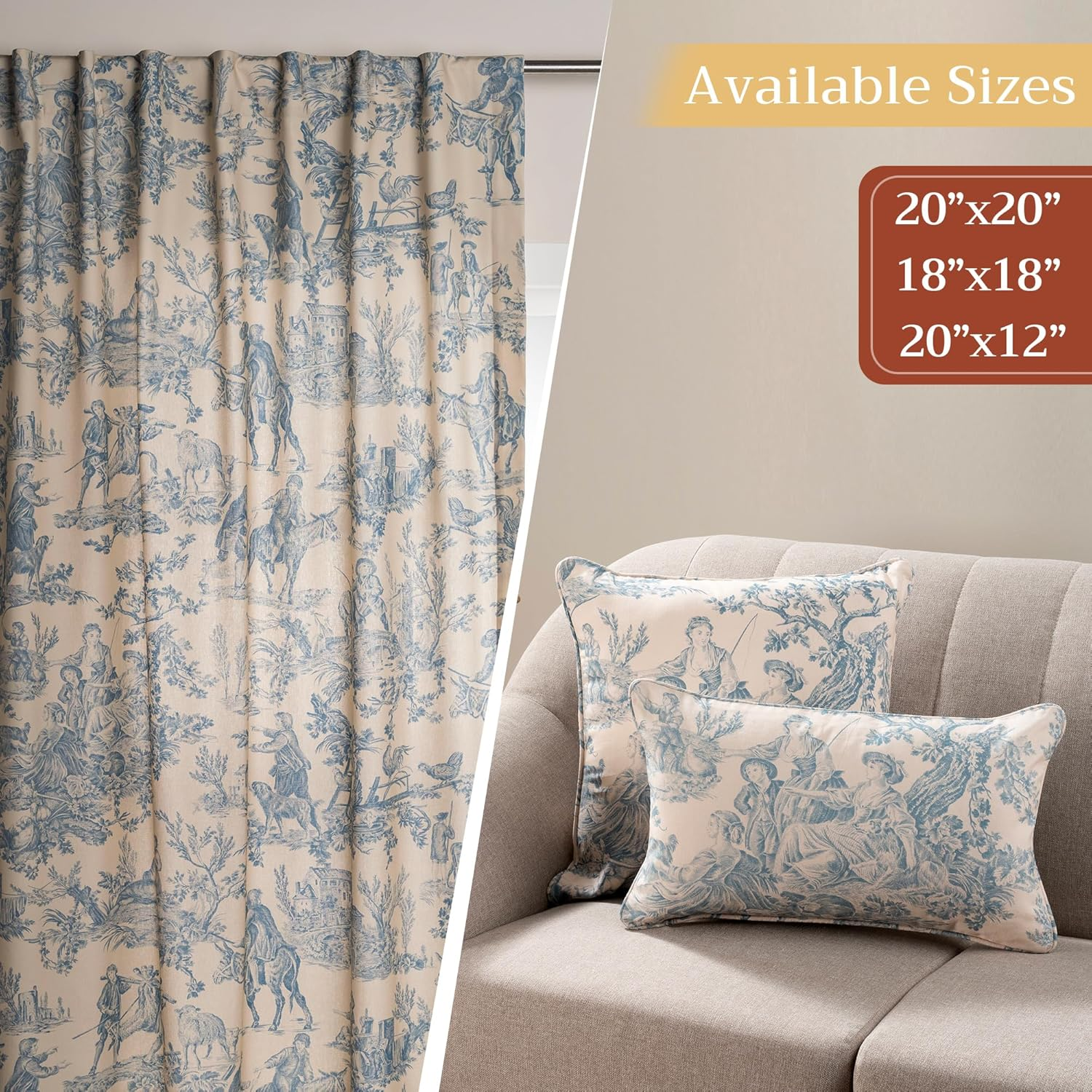 Maison D' Hermine Decorative Cushion Cover 100% Cotton 20"X20" Throw Couch Cover Washable Square Pillowcases with Invisible Zipper for Sofa, Couch, Bedroom, the Miller - Blue - Spring/Summer