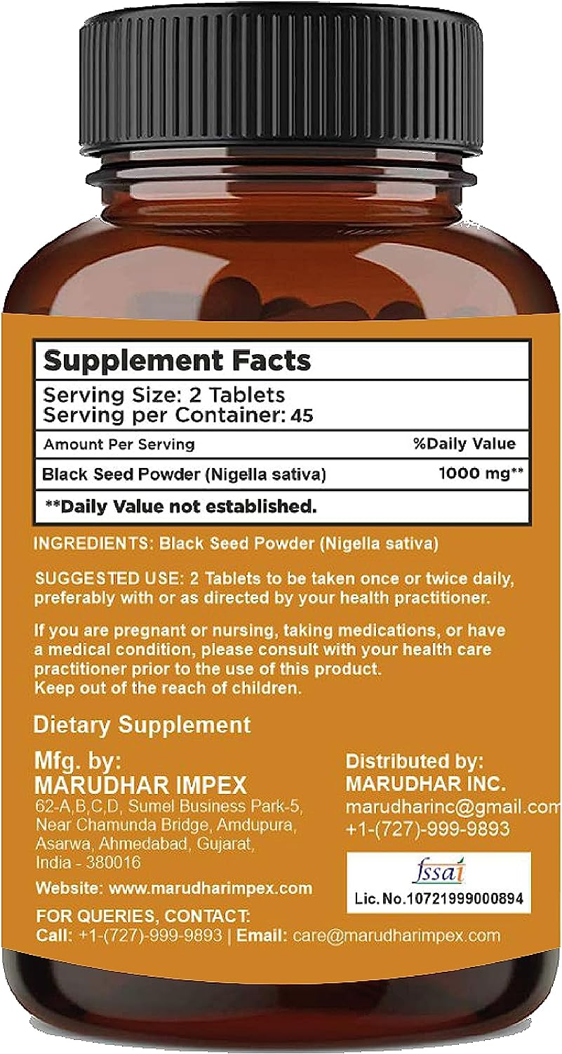 Black Seeds Tablets by Mi Nature | 90 Tablets, 1000 Mg | 45 Days Supply | Black Seed Tablets | Vegan|