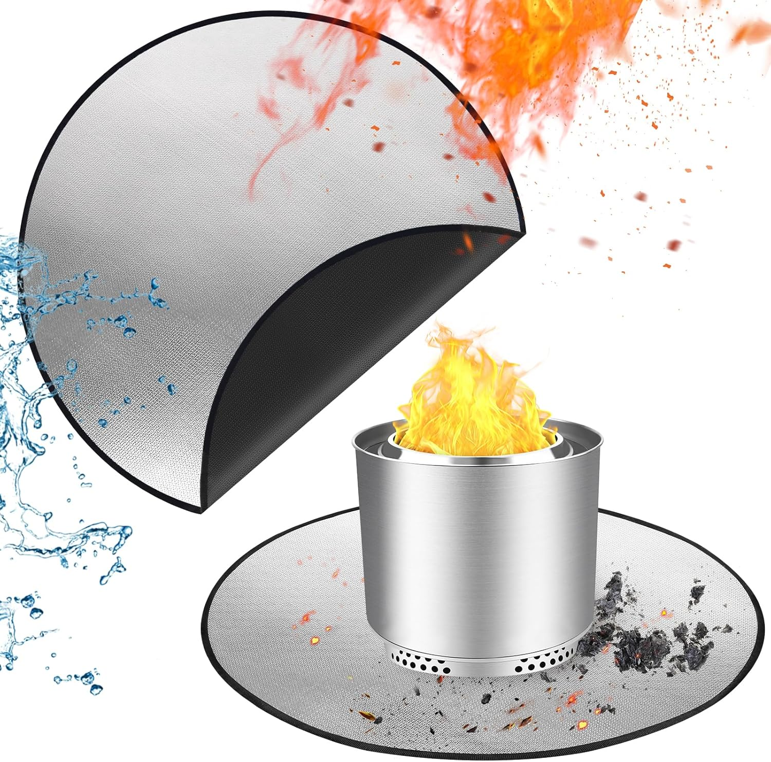 Round Fire Pit Mats for under Fire Pit Compatible with Solo Stove Ranger Accessories Compatible with Solo Stove, 3-Layer Easy to Clean under Grill Mats for Outdoor Grill to Protect the Deck, 39In