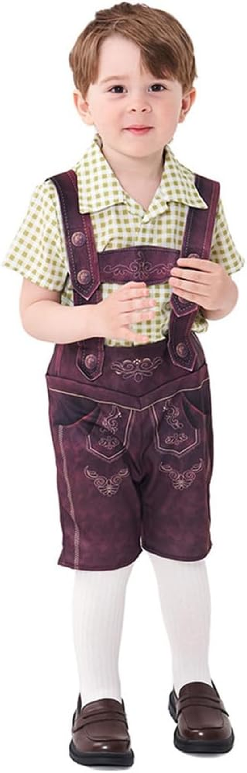 IBTOM CASTLE Toddler Boys Oktoberfest Costume Lederhosen Shorts German Bavarian Halloween Beer Festival Dress up Outfit Set image number 5