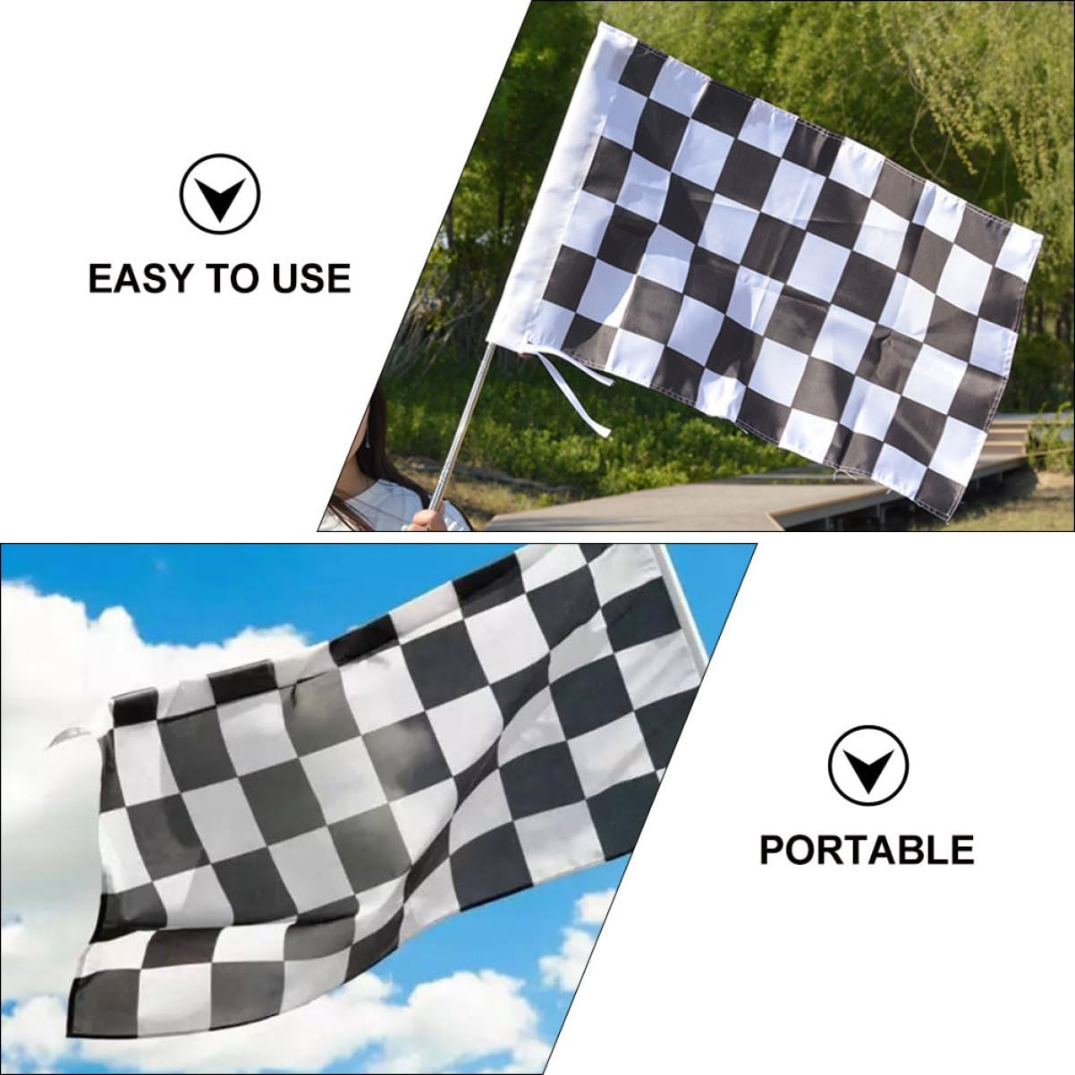 BESPORTBLE Starting Flag for Sports Games Checkered Racing Flag Race Car Decorations Hand Held Flag Party Decorations image number 5